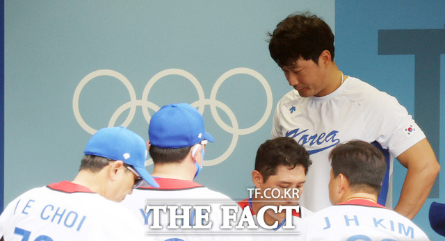 야구 동메달 결정전에서 도미니카공화국과 대한민국의 경기에서 10-6으로 역전패해 4위를 차지한 야구 대표팀.