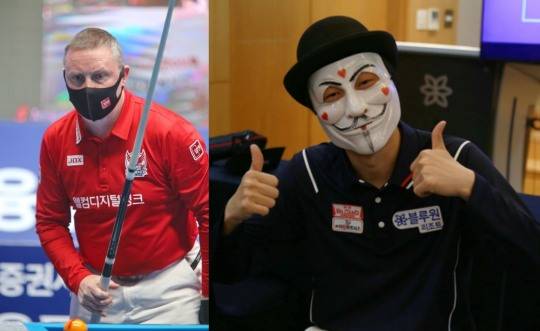 대이변 무너진 쿠드롱(왼쪽)과 대사건을 터뜨린 해커(사진=PBA_