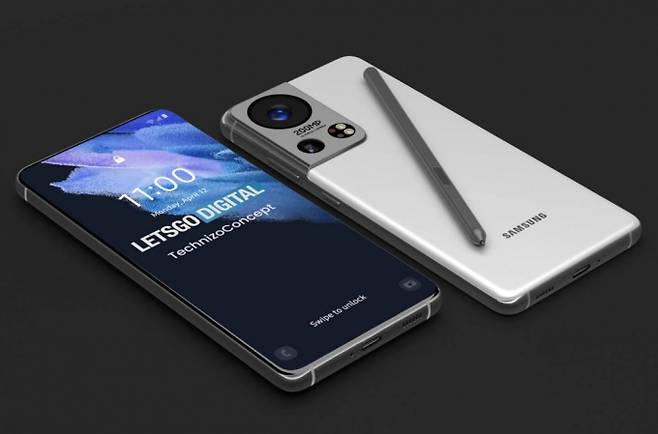 삼성전자가 내년 선보일 차기 플래그십 스마트폰 갤럭시S22는 화면 크기가 지금보다 작아질 전망이다. 사진은 갤럭시S22 렌더링이미지. /사진=렛츠고디지털