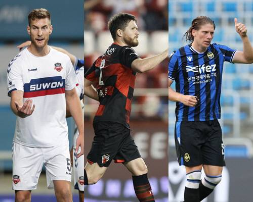수원FC 잭슨(왼쪽부터), 포항 그랜트, 인천 델브리지. 제공 | 한국프로축구연맹