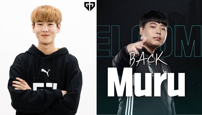 ‘오펠리아’ 백진성·‘무루’ 이성조. 사진=젠지·담원 기아 트위터 화면 캡처