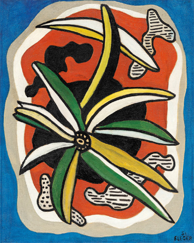 레제의 1951년 정물화 `붉은 배경 위의 꽃`. [사진 제공 = 케이옥션]