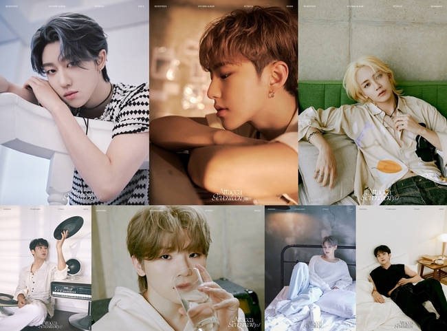 Group Seventeen showed off her thrilling visuals.Pledice Entertainment, a subsidiary company, released its first official photo of the mini 9th album Attacca (Ataka), which will be released on the 22nd through the official SNS channel of Seventeen on October 5.In the public official photo Op.1, Seventeen took a sensual pose in a free and comfortable atmosphere and showed a ripe maturity with deep eyes.In particular, Seventeen has expanded the way of love that Seventeen can show through the mini 9th album Attacca, so it emits a deepening love heat with a deadly Aura in a thickened atmosphere.The mini-9 album Attacca is the term Keep playing without interruption when the next movement continues at the end of one movement.Official photo names also used Op, which means the term used in Music and the number of works, adding to the curiosity of the show that Seventeen will show as the mini 9th album.