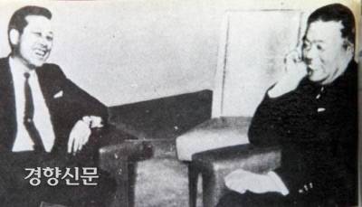 김종필 중앙정보부장(왼쪽)과 일본의 오히라 마사요시(大平正芳) 외무장관. 두 사람은 1962년 11월 이른바 ‘김·오히라 메모’를 통해 한·일 협정을 사실상 마무리지었다. 그러나 김-오히라 메모는 청구권 문제를 경제협력 방식으로 해결키로 하고 ‘무상 3억 달러, 유상 2억 달러, 민간차관 1억 달러 이상’이라는 포괄적으로 합의했다. 경제협력, 즉 돈 때문에 지나친 양보를 했다는 점 때문에 반대운동이 거세게 일었지만 한·일 회담은 강행됐다. 문화재 반환은 경제논리 때문에 뒷전으로 밀렸다.