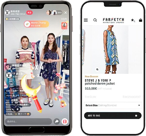 중국은 최근 SNS 등을 통한 전자상거래인 소셜커머스 시장이 커지고 있다. 사진은 글로벌 명품 브랜드인 루이비통이 중국의 소셜커머스 플랫폼인 '샤오홍슈'에서 라이브 스트리밍을 통해 제품을 판매하는 모습/샤오홍슈