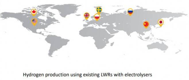 IAEA가 제시한 경수로를 수소 생산에 활용하는 국가들이다. IAEA 보고서 캡처