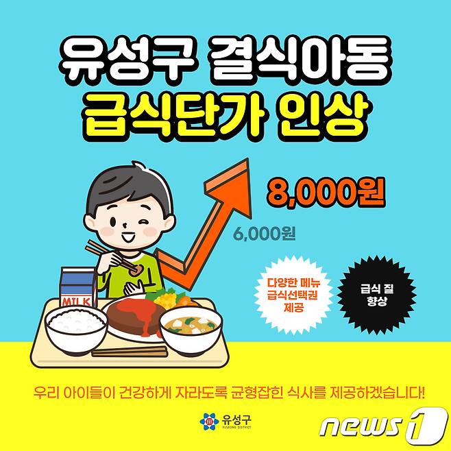 대전 유성구 결식아동 급식단가 인상 안내문.(대전 유성구 제공) © 뉴스1