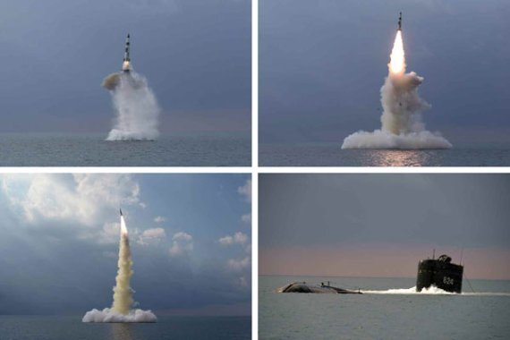 지난 19일 발사된 북한 신형 SLBM 발사 장면. (노동신문 캡처) 사진=뉴시스