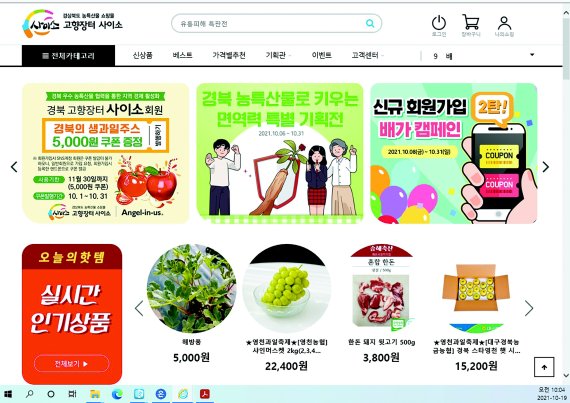 경북도 농특산물 온라인 쇼핑몰인 '사이소' 홈페이지. 뉴시스