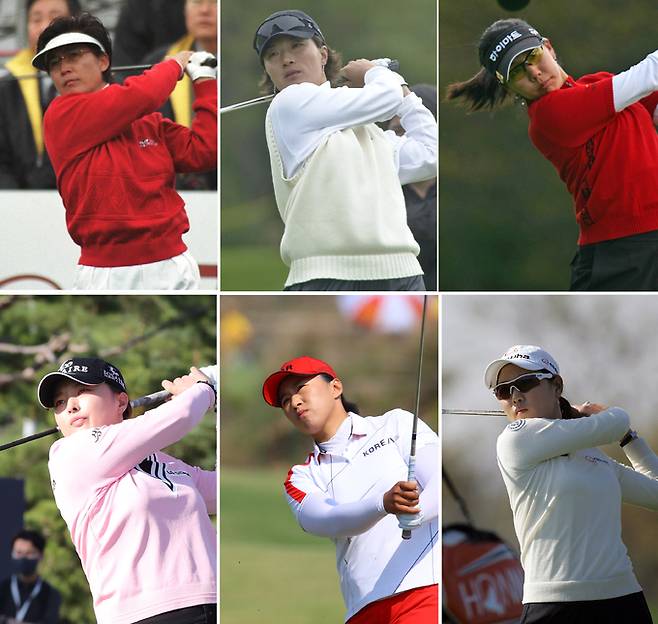 24일 부산에서 끝난 미국여자프로골프(LPGA) 투어 BMW 레이디스 챔피언십(총상금 200만 달러)에서 고진영(26)이 우승하며 한국 선수들의 LPGA 투어 통산 200승째가 달성됐다. 한국 선수의 LPGA 투어 첫 우승은 1988년 3월 고(故) 구옥희 전 한국여자프로골프(KLPGA) 협회장의 스텐더드 레지스터에서 나왔다. 연대별 승수를 보면 1990년 이전에 1승, 1990년부터 1999년 사이에 12승이었다가 2000년부터 2009년 사이 71승으로 껑충 뛰었다. 또 2010년 이후로는 116승이 쏟아져 나왔다. 사진은 왼쪽부터 시계방향으로 첫 우승을 이뤄낸 구옥희, 1세대 선수의 대표주자 박세리, 50승에 김주미, 100승에 유소연, 150승에 양희영, 200승에 고진영. 연합뉴스