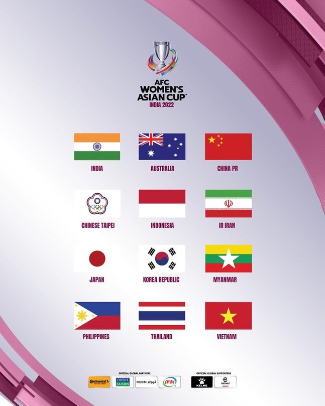 2022 AFC 여자 아시안컵 본선 진출국. ⓒ AFC