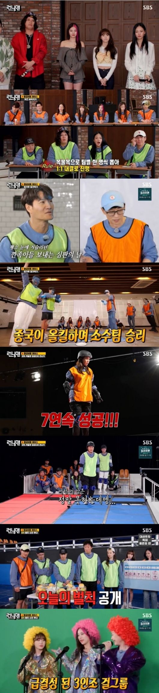 Running Man surpassed the highest audience rating of 10% per minute and kept the number one audience rating in the same time zone.24 Days SBS entertainment program Running Man ranked first in entertainment in the same time zone with an average audience rating of 5.9% (based on Nielsen Korea Seoul Capital Area, household), and the highest audience rating per minute jumped to 10.3%, and the 2049 audience rating also jumped to 3.2% (based on Nielsen Korea Seoul Capital Area, household). It was number one.The broadcast was decorated with Golden Ratio Race, and guest Min-ji, singer Bibi, ITZY Yezi and WJSN Luda, representing the MZ generation, joined together.The members cheered all the guest appearances, but they laughed at the appearance of Min-ji.The Golden Ratio Race was a quiz showdown in which one captain gave the number while conducting the keyword mission every round, and PD drew a number to decide the team.Kim Jong-kook became the captain, while Yang Se-chan, Haha, MC Min-ji and Bibi became a minority team of empties.However, the quiz showdown was unexpected and a minority team won.The second race was teamed with Kim Jong-kook, with Ji Suk-jin being selected as the captain and PD picking up two.The showdown of Somewhere Sick Hearing White Age unfolded and the appearance of absolute strongman Kim Jong-kook left many teams in fear.This game, which had to be punched with flour buried and ordered by MC, was a game in favor of Kim Jong-kook, who was ahead of power.Among them, Kim Jong-kook and Min-ji were the big laughs. Kim Jong-kook said, Even if you swing, it fits well.The face area is wide, and Min-ji laughed, It hurts a little, is not this a funny game?Eventually, Min-ji didnt hit a single and the Ji Suk-jin team won.The final race had to cross the stepping stones only with a tentacle; members complained of fear in the extreme situation where they had to Choices the broken styrofoam and hard wooden-plate legs at 1/2 odds.Song Ji-hyo, the King of the Speech, was also nervous, but he overcame a huge probability battle and threw up the chorus of seven consecutive wooden legs.Yang Se-chan stepped up after the same team Bibi was eliminated immediately.Yang Se-chan laughed at his smile, saying, I will go to Kong in Gangshi mode. He went forward without hesitation, but his wooden legs broke into his unexpected knife and gave a bigger smile.The scene was the highest audience rating of 10.3% per minute, accounting for the best one minute.Thanks to Song Ji-hyos performance, Kim Jong-kooks team easily crossed the bridge, and opponents Ji Suk-jin, Min-ji, Luda, Jeon So-min, Haha and Yezi did not advance more than a step.The final result was Kim Jong-kook first, Song Ji-hyo second, and Jeon So-min, Luda and Yezi received penalties.The three penalties danced for a minute to the Min-ji, ITZY and WJSN songs with a cute makeup.The penalty video of the three penalty players who turned into a three-member new girl group will be released through the official Instagram Reels of Running Man.SBS is provided.