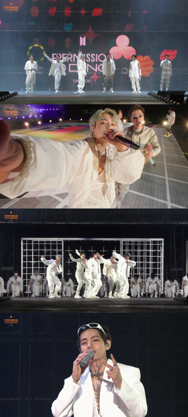 그룹 방탄소년단(RM, 진, 슈가, 제이홉, 지민, 뷔, 정국)이 24일 온라인 콘서트 'BTS PERMISSION TO DANCE ON STAGE'에서 무대를 꾸몄다. / 사진=빅히트 뮤직