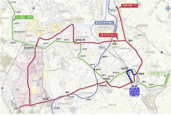대전 트램 노선도. 연합뉴스