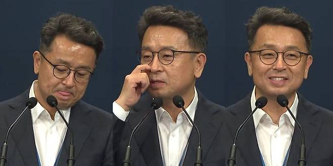 문재인 대통령과 이재명 더불어민주당 대선후보의 차담회 내용을 발표하는 이철희 청와대 정무수석/KTV 유튜브 영상 캡처.