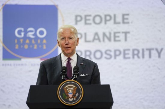 조 바이든 미국 대통령은 중국과 러시아가 G20 정상회의에 참석하지 않았다며 실망했다고 말했다.   [사진 제공= AP연합뉴스]
