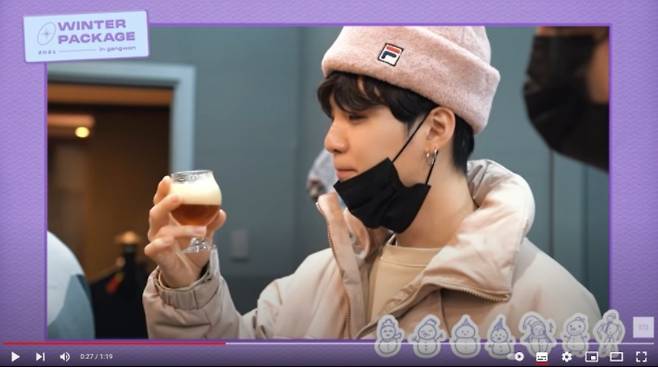 BTS가 2021년 윈터 패키지를 촬영한 장소는 강원도였다. 강릉 지역 한 수제맥주집에 방문한 BTS는 인생 맥주를 맛보는 경험을 했다. <출처 = BANGTANTV(BTS 공식 유튜브 채널)>