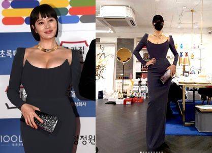 배우 김혜수가 26일 서울 여의도동 KBS홀에서 열린 '제 42회 청룡영화상' 레드카펫에 참석하고 있는 모습, 드레스 피팅 후 포즈를 취하는 김혜수/스포츠조선, 김혜수 인스타그램