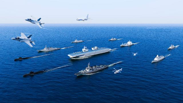 해군이 4일 개최한 '경항모 세미나'에서 공개한 경항모전투단 개념도. 해군 제공