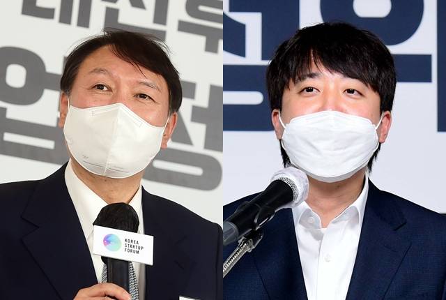 윤석열 국민의힘 대선 후보(왼쪽 사진)와 이준석 대표. 연합뉴스