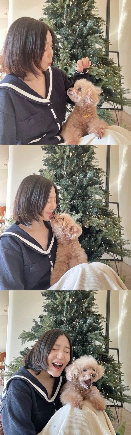 Actor Shin Da-eun shares lovely routine with pet dogShin Da-eun wrote on her personal Instagram account on Thursday, Spring is about to turn 15. Its the most important thing to eat as an old dog.We will welcome the spring of next year in health. Shin Da-eun in the public photo is making a happy face with a dog spring in front of the Christmas tree.Spring also kisses Shin Da-eun or smiles wide and reveals deep love and attracts attention.In particular, Shin Da-eun, who recently announced the news of pregnancy, is making a happier expression than before, and a smile is built on the appearance of these loving family.Meanwhile, Shin Da-eun marriages with architectural designer Lim Sung Bin in 2016.Shin Da-eun SNS