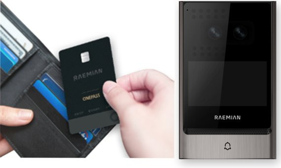 카드형 원패스(사진 왼쪽)와 세대 얼굴인식 도어폰. 삼성물산 제공