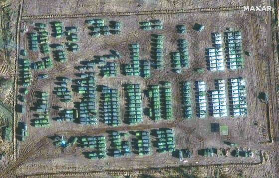 우크라이나 국경에 집결한 러시아 군대. 위성에서 찍은 모습. 연합뉴스