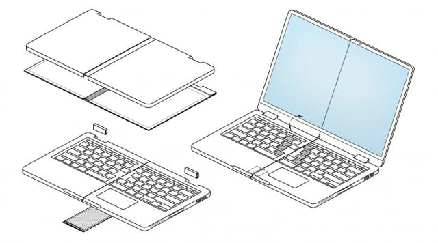 삼성전자, 디스플레이와 키보드 분리해서 접는  폴더블 노트북 특허 (사진=샘모바일)