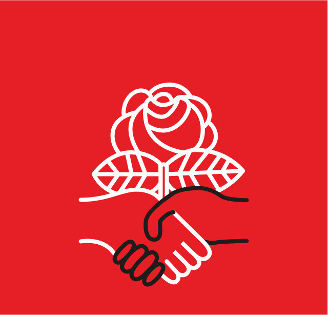 미국의 자생적인 풀뿌리 사회주의 조직인 ‘미국민주사회주의자들(DSA)’의 로고.