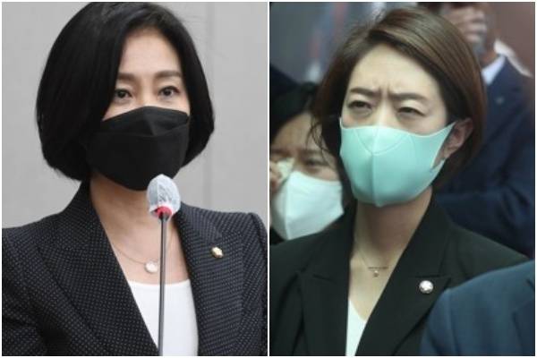 고민정 더불어민주당 의원(오른쪽), 허은아 국민의힘 의원. 연합뉴스