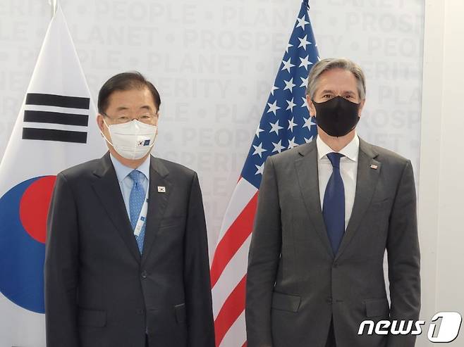 정의용 외교부 장관(왼쪽)과 토니 블링컨 미국 국무장관. (외교부 제공) © 뉴스1