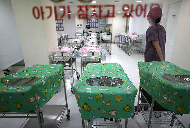 서울의 한 병원 신생아실. 현 추세라면 2070년 한국의 총인구는 3766만명 수준으로 예상된다.ⓒ연합뉴스