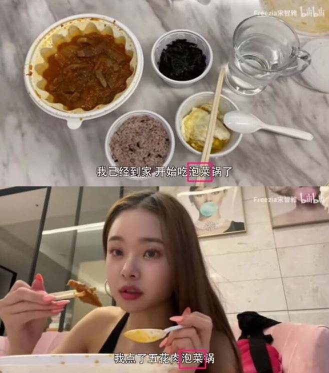 중국판 유튜브 '빌리빌리'의 'Freezia宋智雅'에 올라온 영상. 김치를 '파오차이'로 표기했다.