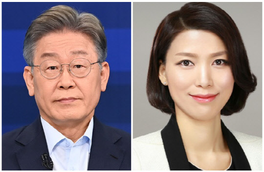 이재명(왼쪽) 더불어민주당 대선 후보와 김정화 전 민생당 대표. <연합뉴스>