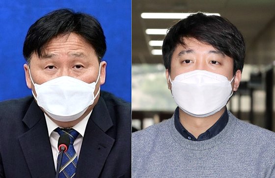 김영진 민주당 선대위 총무본부장(왼쪽)과 이준석 국민의힘 대표. 연합뉴스