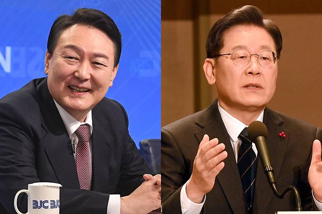 (왼쪽부터) 윤석열 국민의힘 대선 후보, 이재명 더불어민주당 대선 후보 / 사진=국회사진기자단