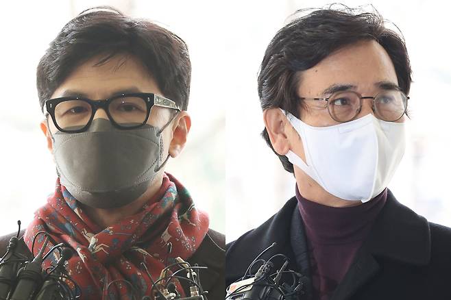 (왼쪽부터) 한동훈 사법연수원 부원장(검사장), 유시민 전 노무현재단 이사장 / 사진=연합뉴스