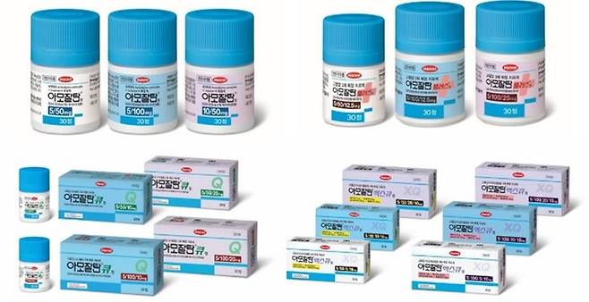 한미약품의 아모잘탄패밀리 4종 18개 용량 제품 모습 (사진=한미약품 제공) *재판매 및 DB 금지