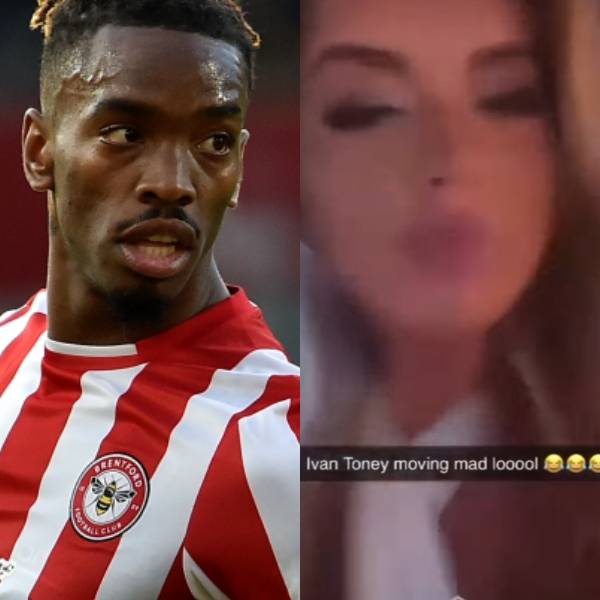 브렌트포드 FC 공격수 아이반 토니와 그와 함께있던 신원미상의 여성. 사진|뉴시스/AP, 더 선