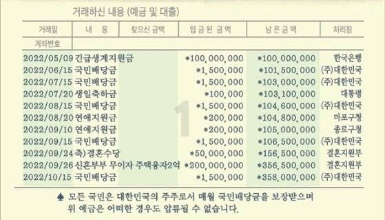 허경영 국가혁명당 대선후보의 '국민배당금 통장' 공보물. 뉴시스