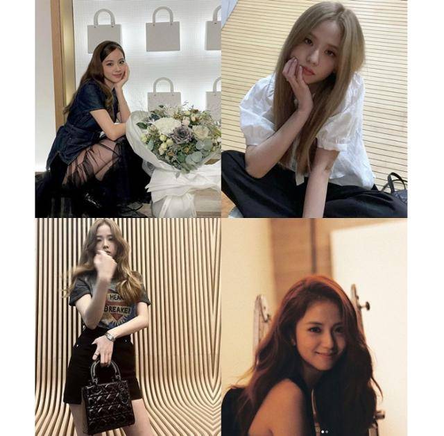 옅은 브라운 헤어 컬러 역시 한동안 지수가 고수해온 헤어 스타일 중 하나다. 지수 SNS