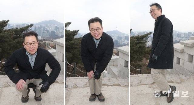 생활형 등산을 할 때도 준비운동은 필수다. 홍종원 교수가 무릎과 발목을 풀고 있다. 김동주기자 zoo@donga.com