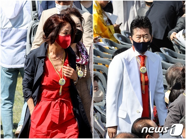 배우 김부선(왼쪽), 가수 태진아 / 뉴스1DB© 뉴스1