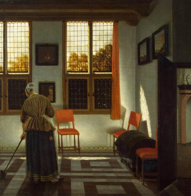 피터르 얀선, <네덜란드 집의 내부>, 1668~1672년, 캔버스에 유채, 러시아 에르미타주 미술관.
