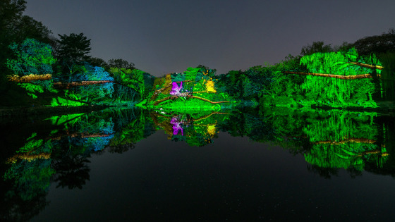 The media facade show at Changgyeong Palace's pond called Chundangji will be held every evening at 8 p.m., 8:15 p.m. and 8:30 p.m. until May 22. [CULTURAL HERITAGE ADMINISTRATION]