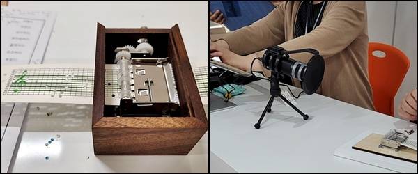 내 감정 단어로 만들어진 악보를 오르골에 돌리면 선율이 된다. 한 사람씩 녹음해 전시의 일부가 될 예정이다.