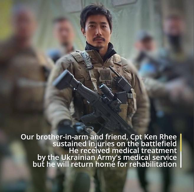 capAn image of ex-Navy SEAL and YouTuber Rhee Keun was uploaded on International Legion of Defense of Ukraine’s Facebook on Thursday. (ILDU Facebook)
