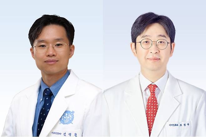 분당서울대병원 김정훈(왼쪽), 조성우 이비인후과 교수팀이 스마트폰으로 수면 중 호흡음을 녹음해 수면무호흡증을 진단할 수 있는 기술을 개발했다. 분당서울대병원 제공