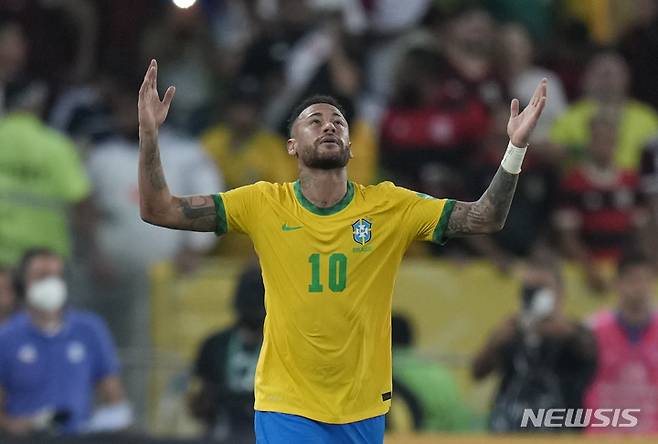 [리우데자네이루=AP/뉴시스]브라질 대표팀 네이마르. 2022.03.24.
