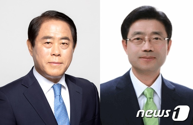 왼쪽부터 김재무 더불어민주당 광양시장 후보(62) 정인화 무소속 광양시장 후보(64)© 뉴스1